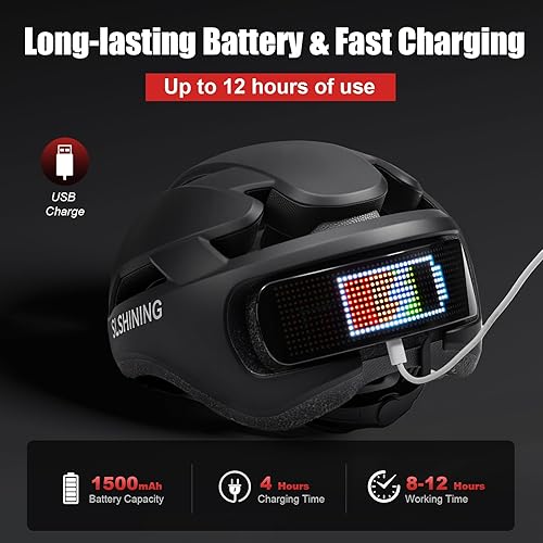 Miniatura 6 de Bike Helmet, Bicycle Helmets with Light, 360° High Visibility LED Display, Lightweight Adjustable Mountain Bike Helmet with Turn Signals, Smart APP