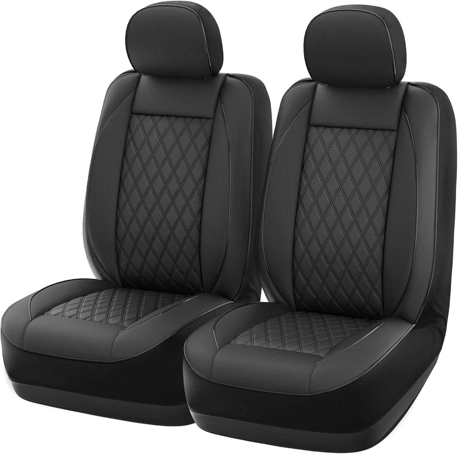 GIANT PANDA Front Seat Cover for Nissan, Piping Faux Leather Seat Protectors Custom Fit Nissan Rogue Altima Sentra Versa Kicks Frontier Pathfinder Murano Maxima (Black)