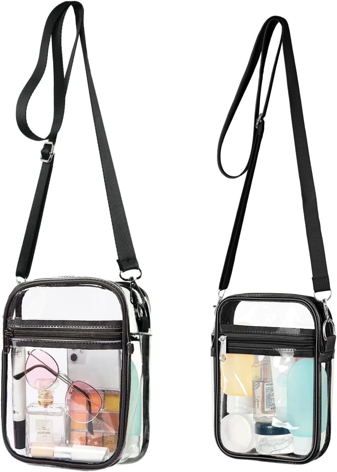 Aucuu Clear Crossbody Bag, Stadium Approved Clear Purse Bag With Adjustable Shoulder Strap, Messenger Bags Transparent Shoulder Bag for Concerts Sports Events Festival