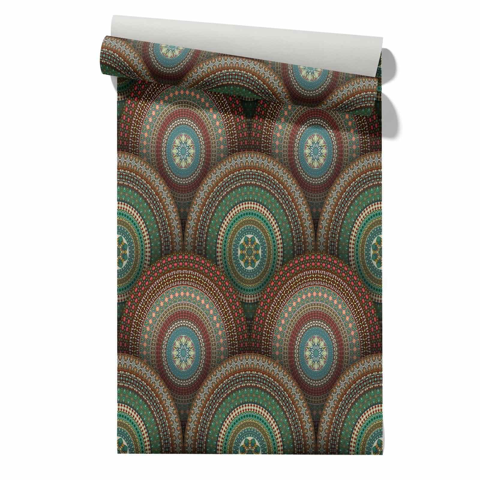 CEVAN Bedroom Wallpaper Panel Covering for Rough Walls Mandala Retro Ethnic Kitchen Roll Self Adhesive Drawer Liner Waterproof Contact Paper 45x300cm