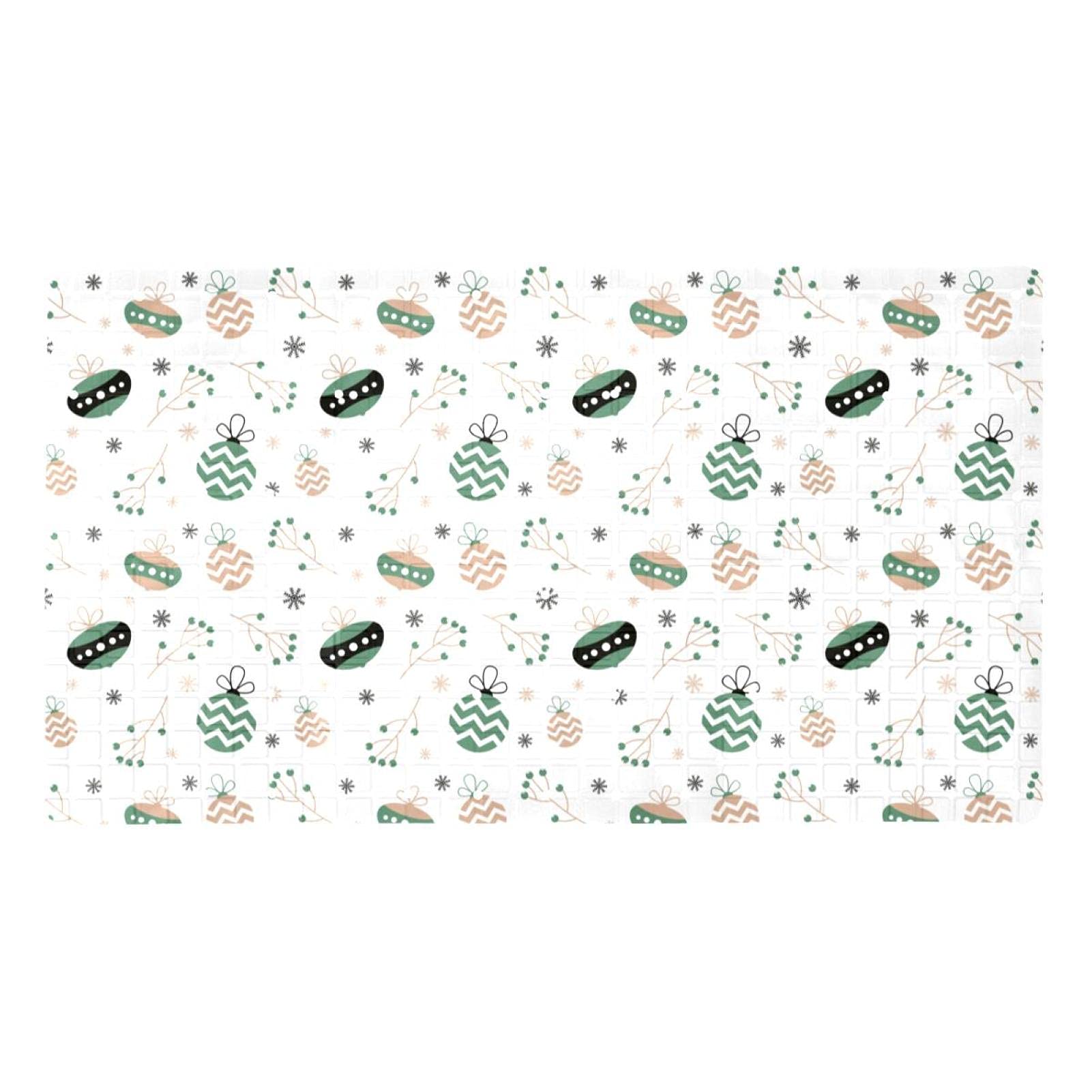 Tapis de baignoire anti-glisse vert d'hiver lavable avec trous de drainage