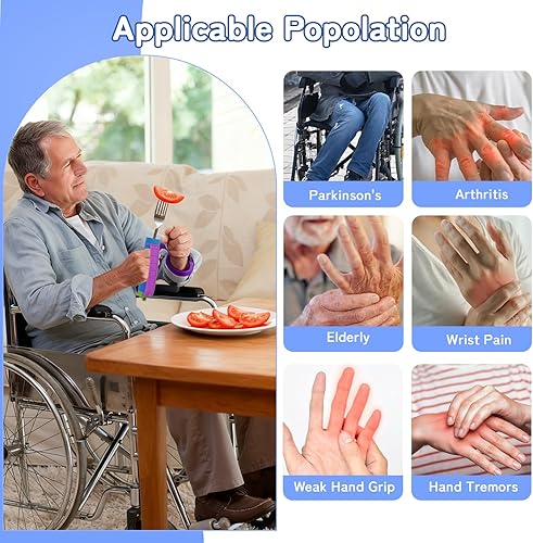 Miniatura 4 de Juego de utensilios flexibles adaptables para ancianos, utensilios con peso para temblores de manos, debilidad de artritis y Parkinson, con mango