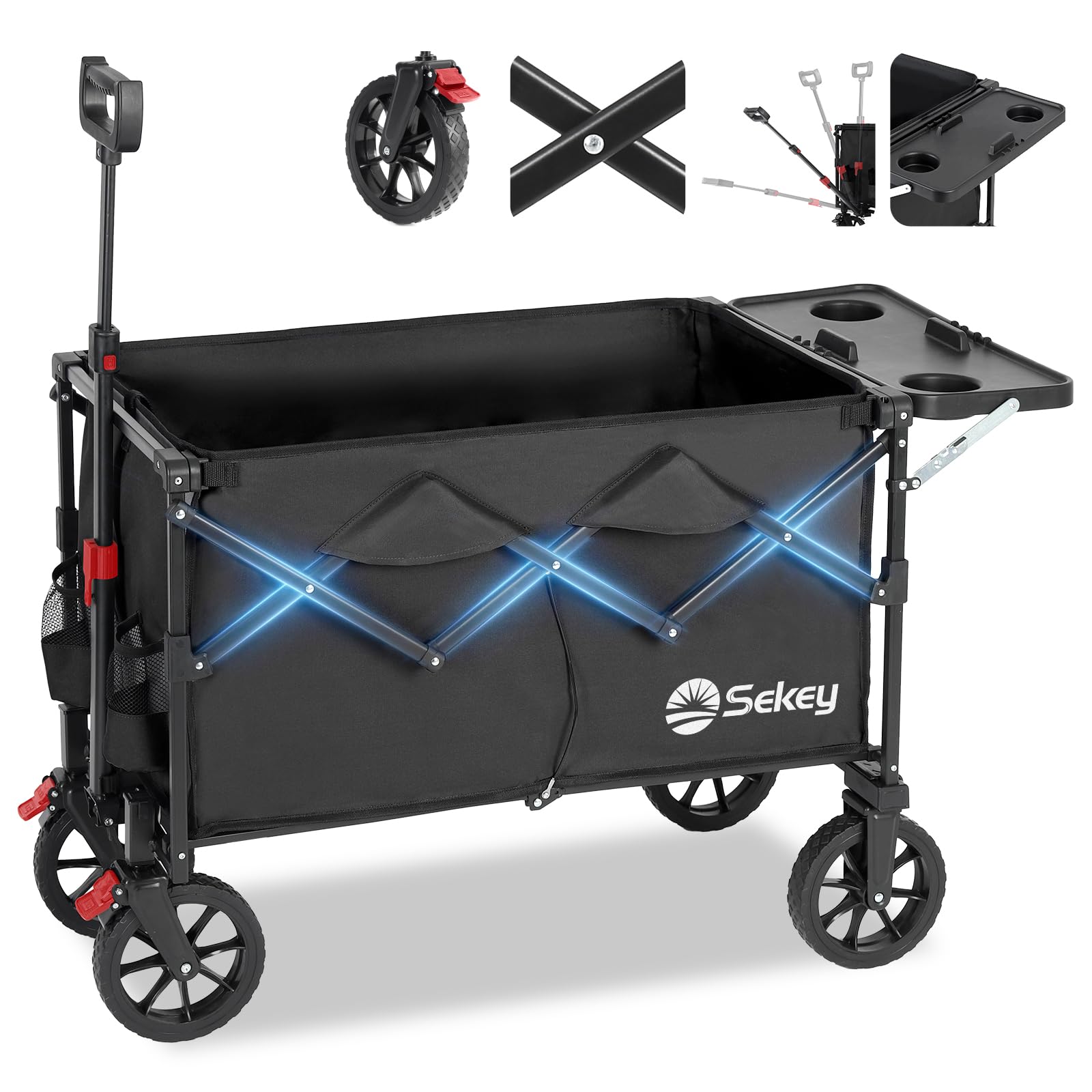 Sekey XXL Mobi 3012 - Carretto pieghevole con piano di appoggio apribile, 150 l, 150 kg, colore: Nero