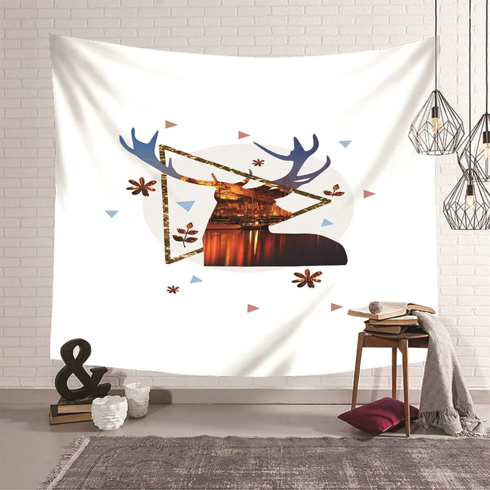 Tapiz de pared de poliéster KnSam de 150x130 cm con estampado geométrico de alta definición