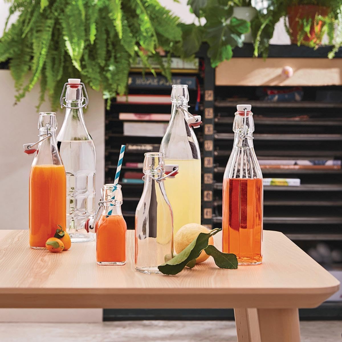 Set 3 Bottiglie Swing in Vetro Trasparente 1 Litro con Chiusura Ermetica a Leva Tappo Meccanico Ideali per Olio Aceto Liquori Succhi e Conserve Fatte in Casa