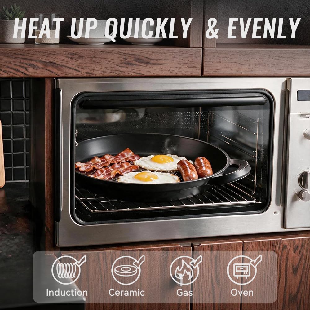 Vinchef 13" Nonstick Grill Pan with Lid -5