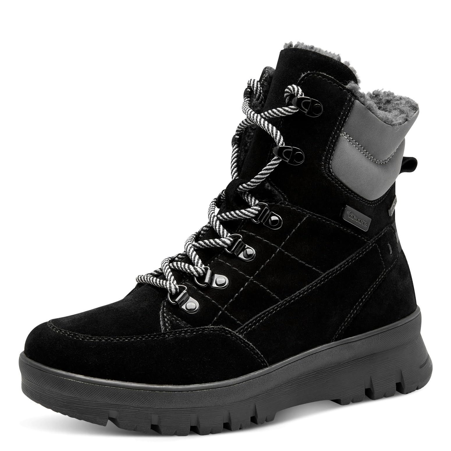 Tamaris COMFORT Damen Winterstiefeletten zum Schnüren mit Reißverschluss Gefüttert, Schwarz (Black), 37 EU