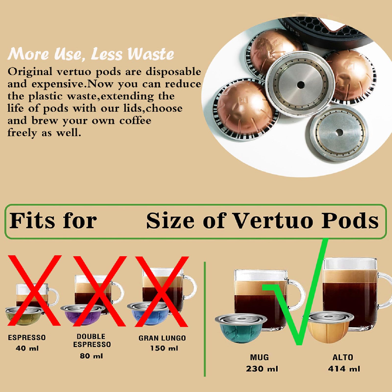 Generic Discos de Cápsulas de Café de Acero Recargables con Cepillo Cuchara, Compatibles con Tazas, 132g