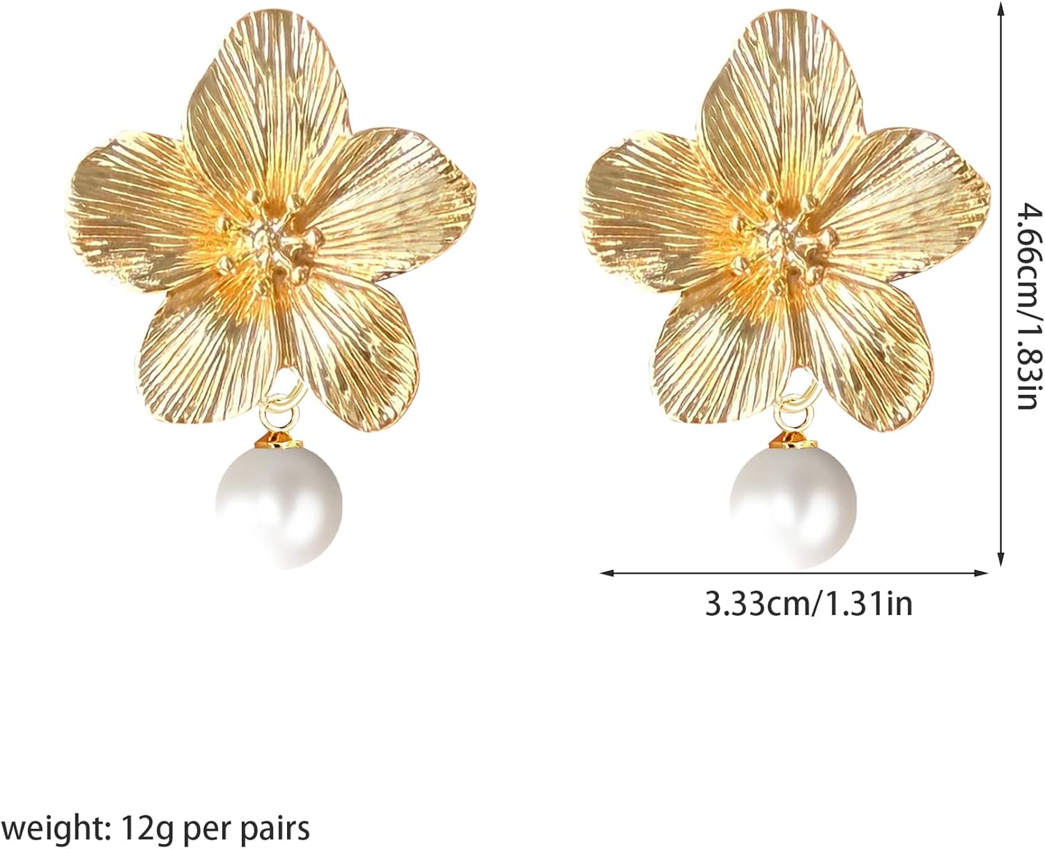 Flower Pearl Drop Earrings for Women Floral Gold Plated Dangle Bridal Studs Earrings Wedding Jewelry - Image 5
