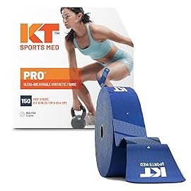 KT Tape, PRO Synthetic Elastic Kinesiology Athletic Tape, 150 Count, 10 Precut Strips, Sonic Blue