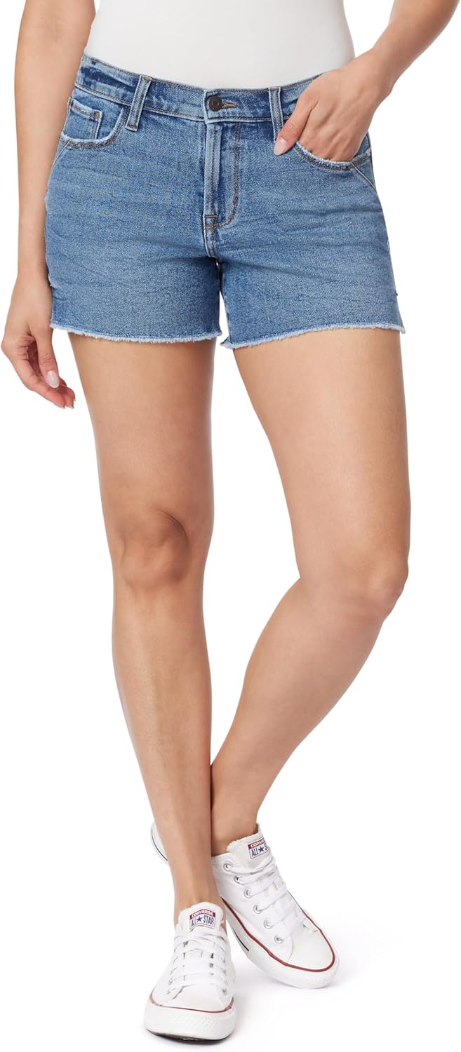 kensie Jeans for Women Ladies Rivet Detail Fray Hem Short, Sizes 2-14