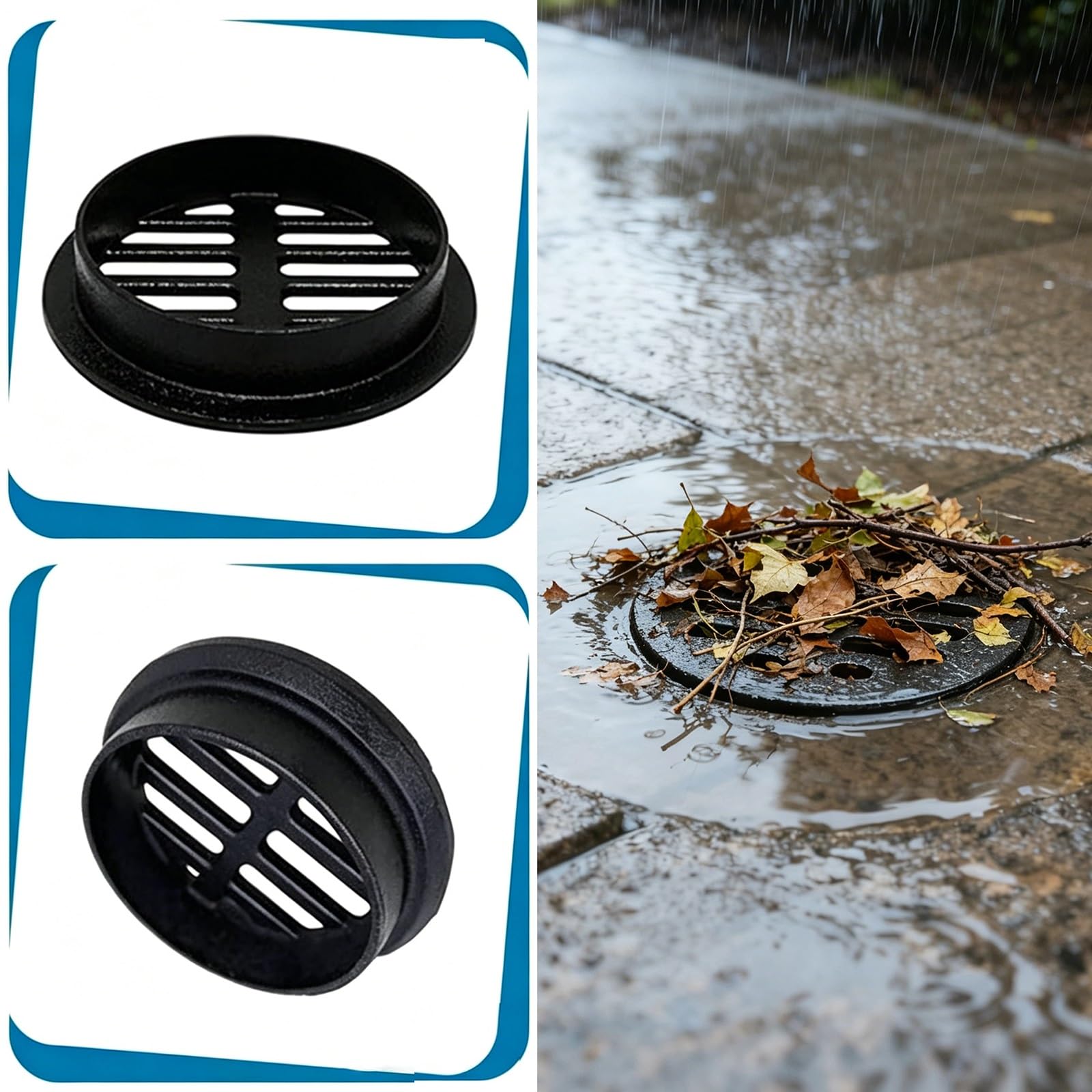 50/75/83/110/160/200/250mm Caniveau Exterieur en Fonte, Grille de Drainage Lourde Ronde pour Remplacement de Regard d'Égout, Drain Anti-Rouille pour Douche, Terrasse, Jardin & Balcon(110mm/4.3in)