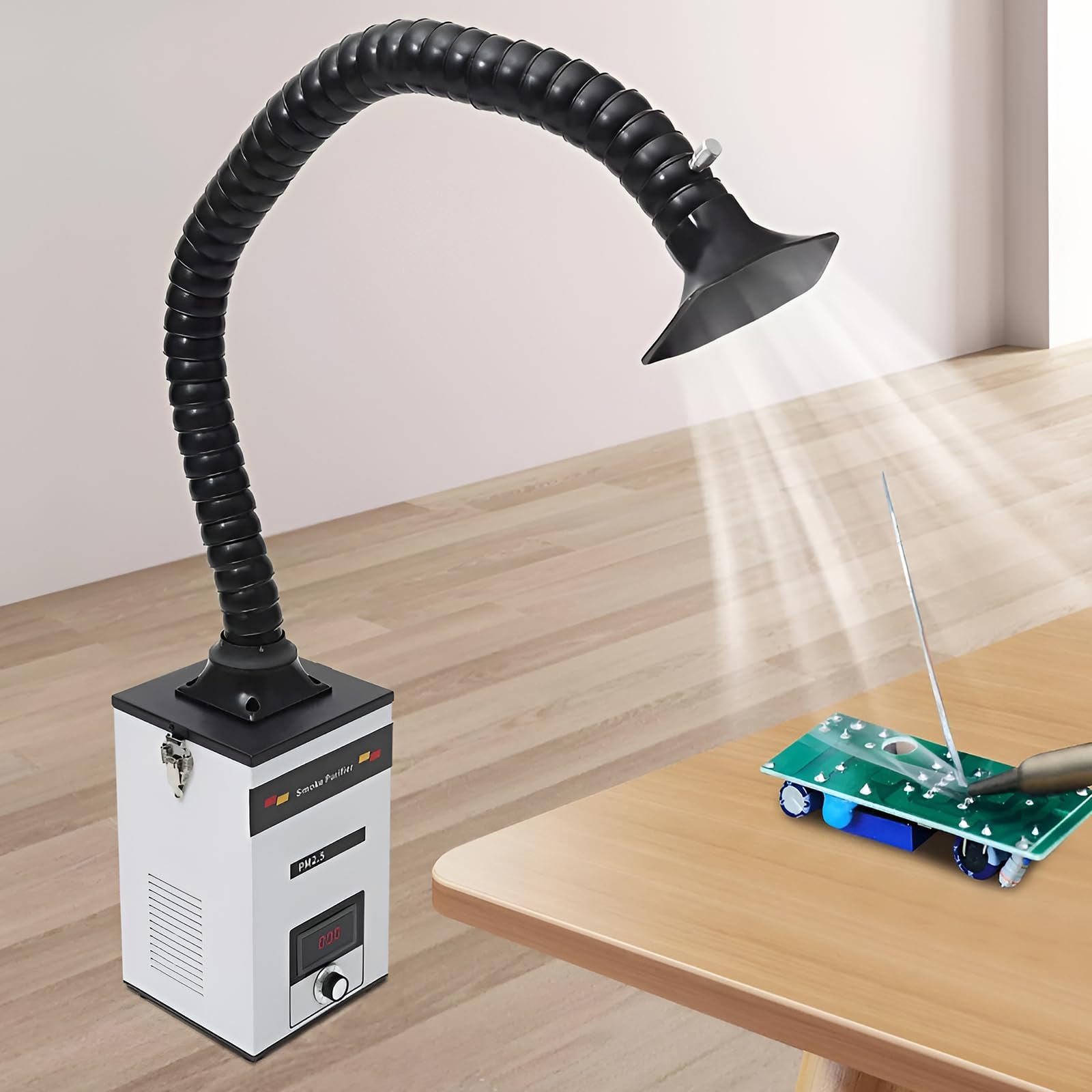 Przenośny wyciągacz dymu, lutowany pochłaniacz dymu z 3-stopniowym filtrem powietrza, idealny do stacji lutowniczej, grawerowania laserowego, projektów DIY i stacji roboczej do paznokci