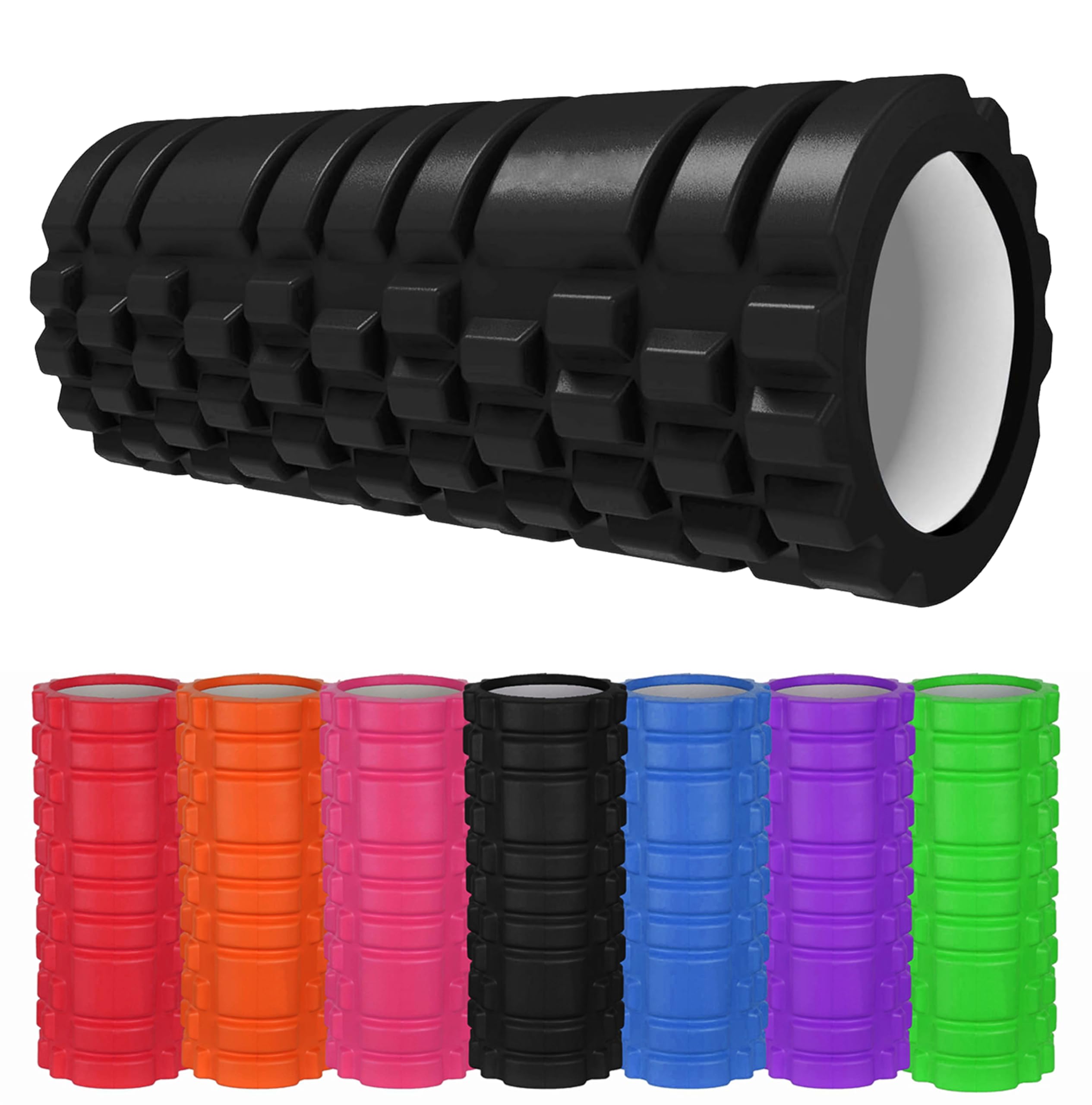 Foam Roller Deep Tissue Massage Trigger Point Muscles Therapy Physio Yoga Roll Muscle Massager Back Exercise Home Gym Fitness Legs, Calf, Pilates, Runners (Black)