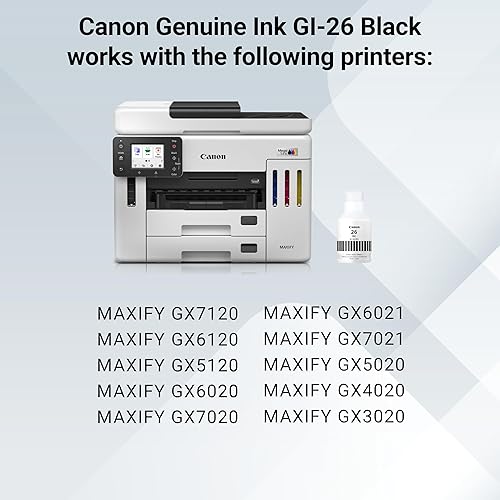Miniatura 6 de Canon Botella de tinta negra GI-26, compatible con impresoras Supertank GX7020 y GX6020