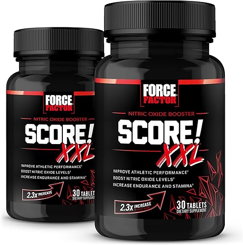 Score! XXL, paquete de 2, suplemento de refuerzo de óxido nítrico para hombres con L-citrulina, maca negra y tribulus para mejorar el rendimiento
