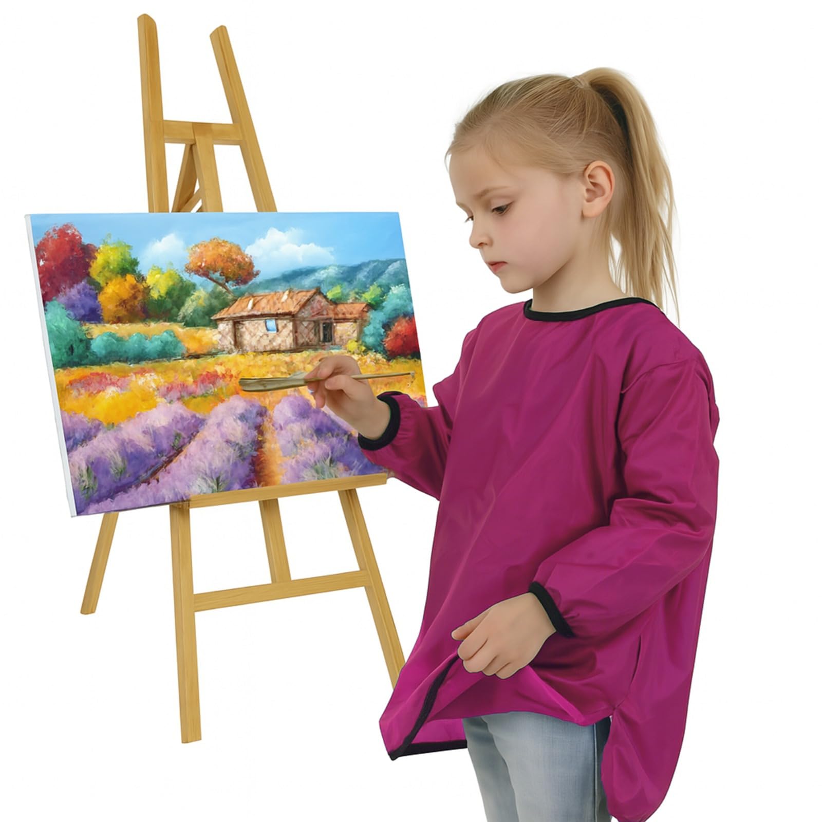 ND Sports Kids Waterproof Art Smock – Long Sleeve Painting Apron for Boys & Girls – Protective Artist Smock with Front Pocket – Ideal for Crafts, School & Home Activities (Pink, 9-10 Years) — image 1