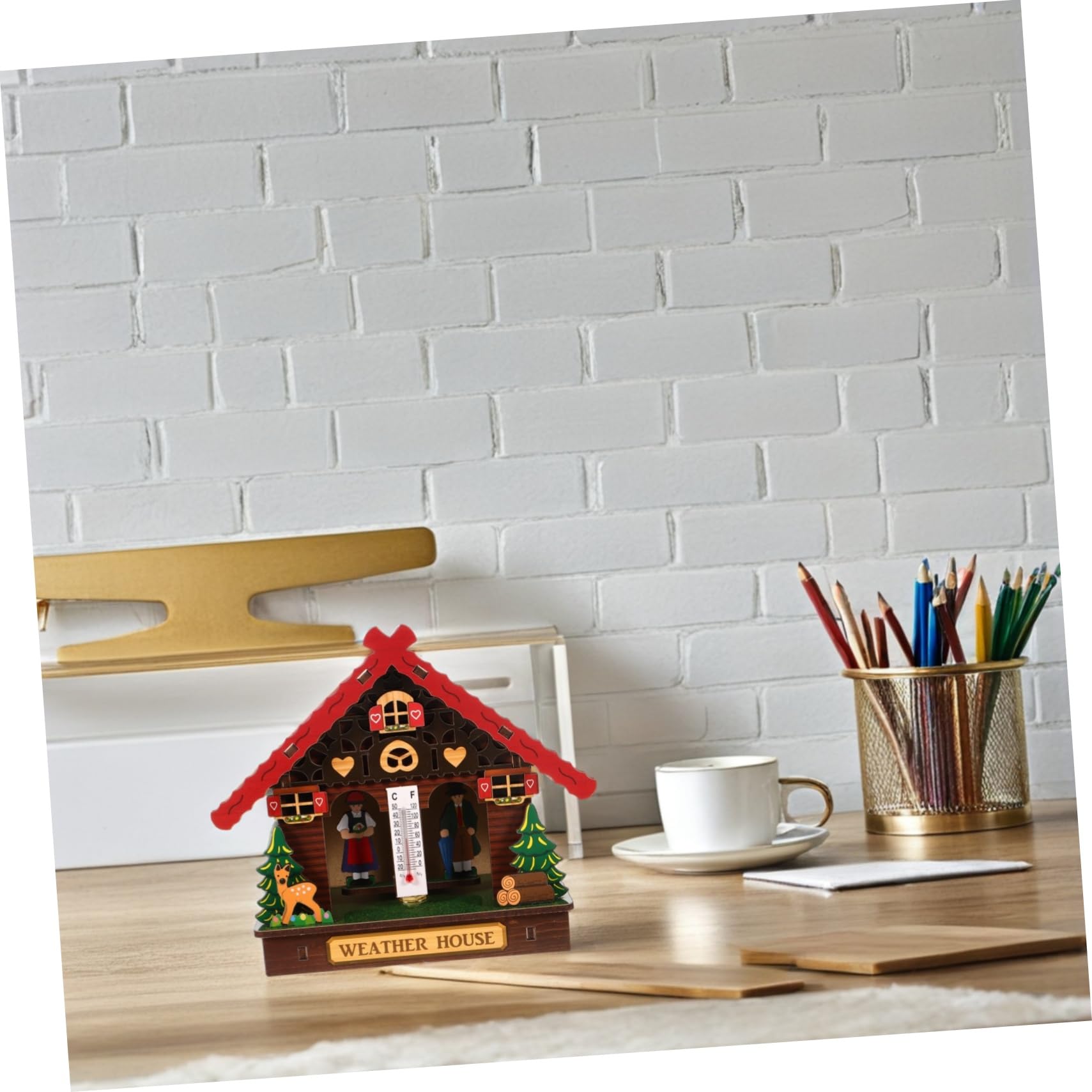 POPETPOP Termometro in Legno da Parete Elegante e Barometro con Misurazione Accurata di Temperatura e Umidità e Decorazione da Parete per Uso Interno ed Esterno