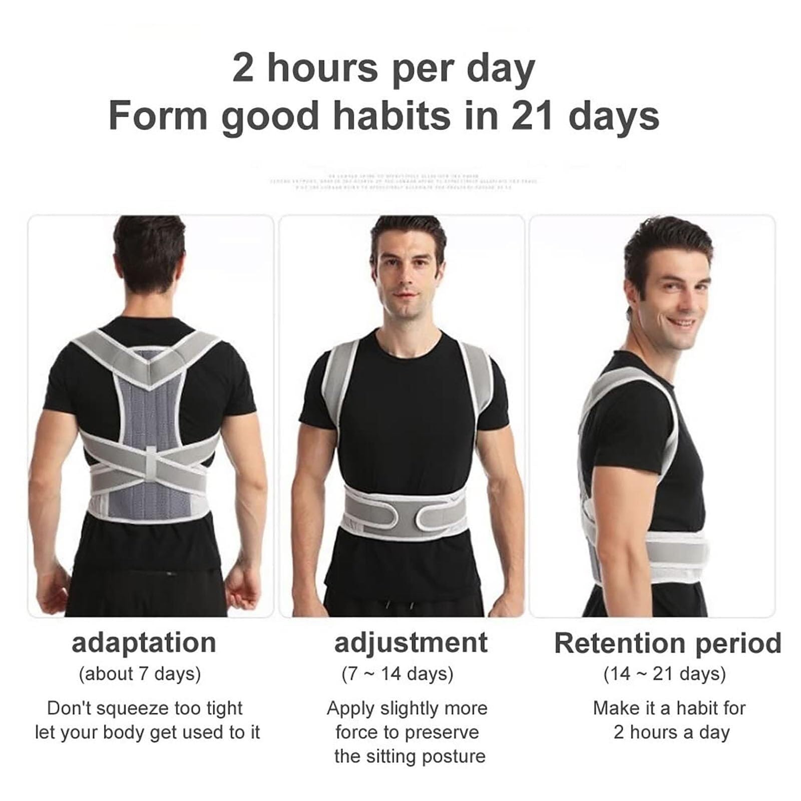 Correttore posturale per uomini e donne, cintura di supporto lombare traspirante per sollievo dal dolore a colonna vertebrale, collo, clavicola e spalle, corsetto terapeutico per la gobba