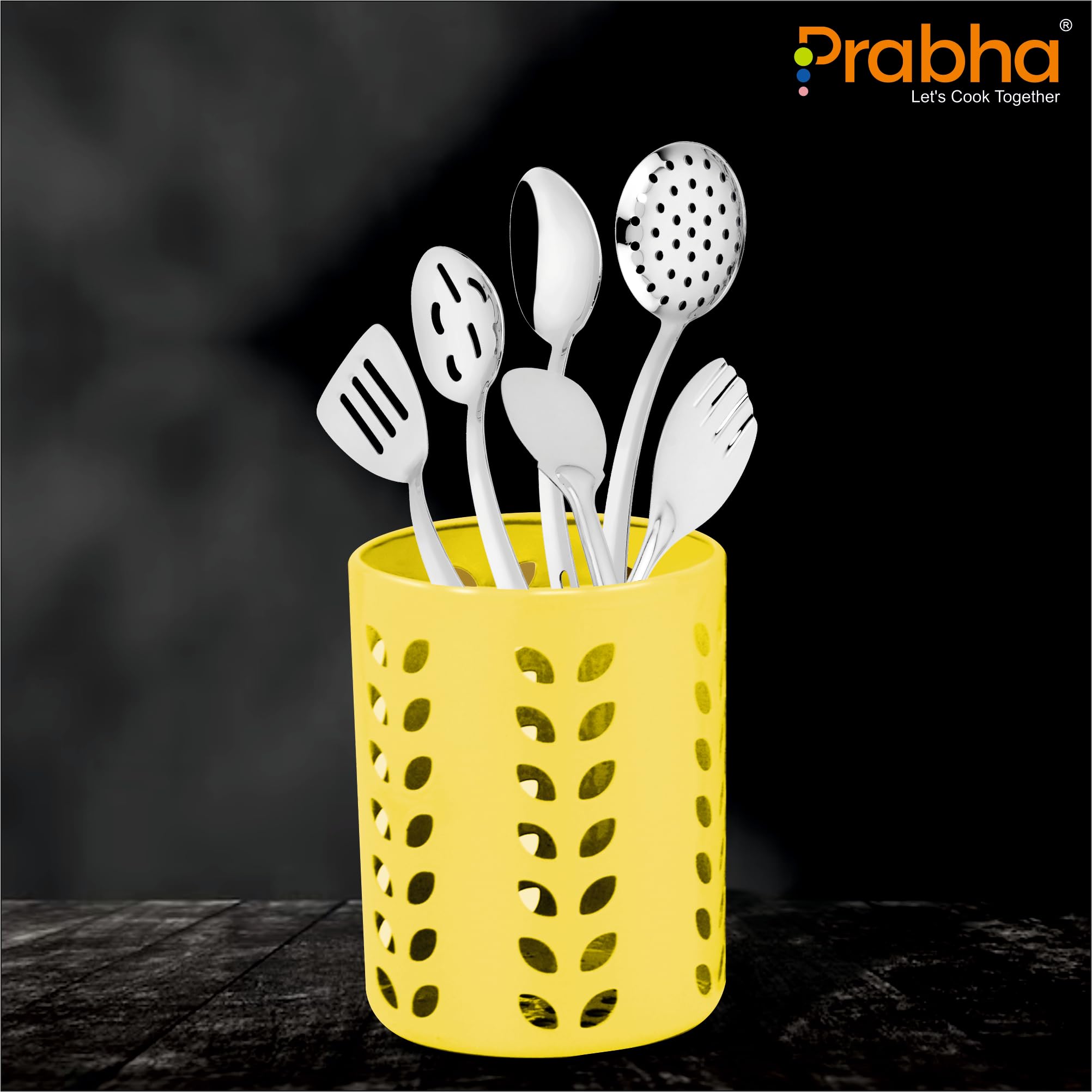 Prabha Stainless Steel Spoon Stand set of 4,(Yellow) Best for Home & Kitchen for Dining Table Fancy | cutlery holder for kitchen | cutlery holder for Dining Table | Pen Stand | Spoon Holder - Image 5 thumbnail