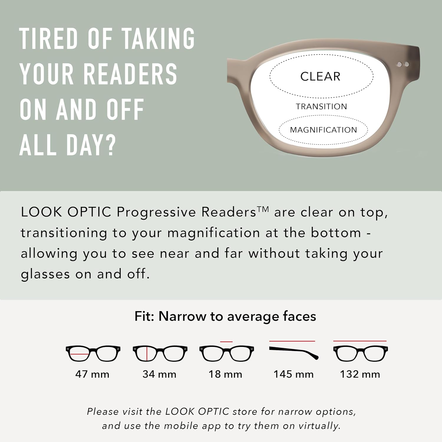 LOOK OPTIC Keaton Progressive Readers-Stylish Unisex Prescription Quality Glasses