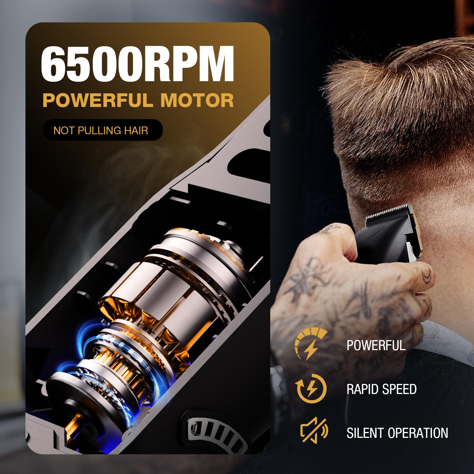 Professional Hair Clippers Men, Cordless Hair Trimmer Barber Clippers Electric Hair Cutting Kit Rechargeable, 11 Guide Combs - Image 2