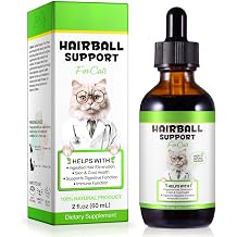 Hairball Treatment for Cats, Cat Hairball Remedy, Hairballs Drops Promotes Natural Passage of Hairballs, Supports Skin & Coat, Digestion, Immune - Chicken Flavor, 60ML