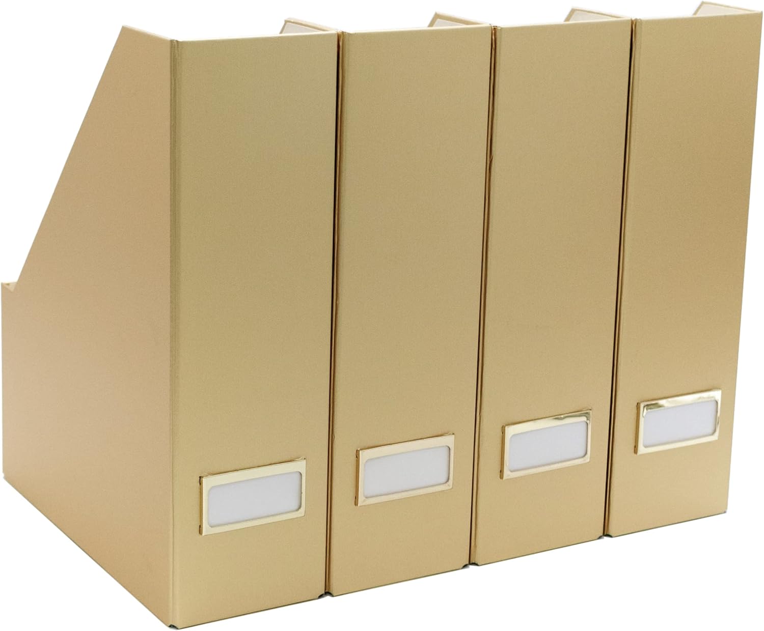 BLU MONACO Set of 4 Foldable Gold Magazine File Holders with Gold Label