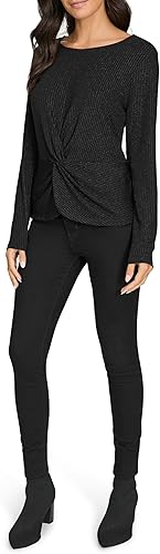 Calvin Klein Women's Sportswear Top,Blk/Blk Combo,Medium