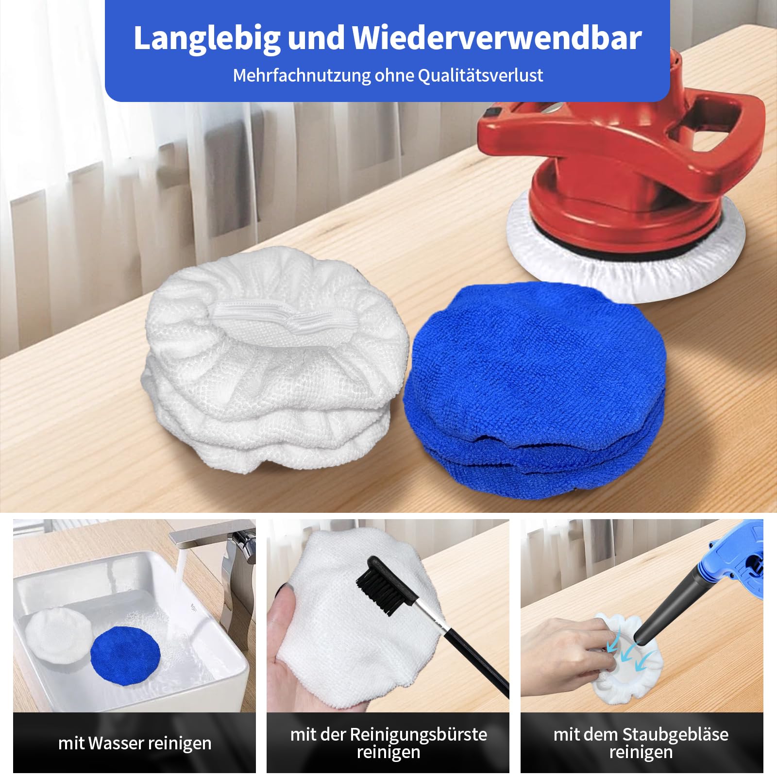6 almohadillas de pulido de 125 mm, accesorio de pulido compatible con lijadora orbital Bosch, microfibra suave, almohadillas de pulido para lijadora orbital para el cuidado de la pintura del coche