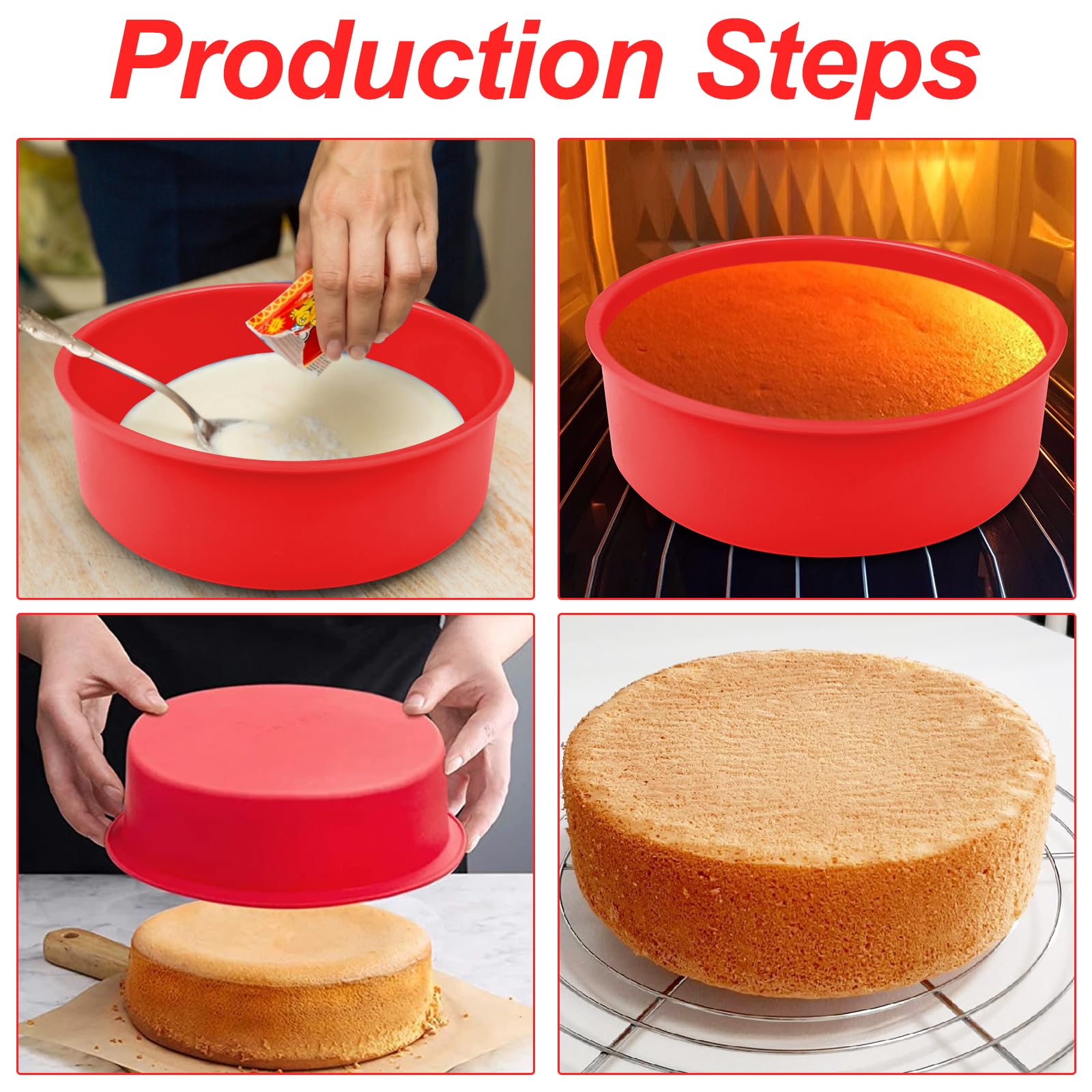 Traxenta Moldes Reposteria Silicona, Molde de Bizcocho Redondos para Tartas, Mousse Horno Reposteria, Moule à Gâteau Rond en Silicone, Adecuado para Tarta de Queso, Tarta de Cumpleaños