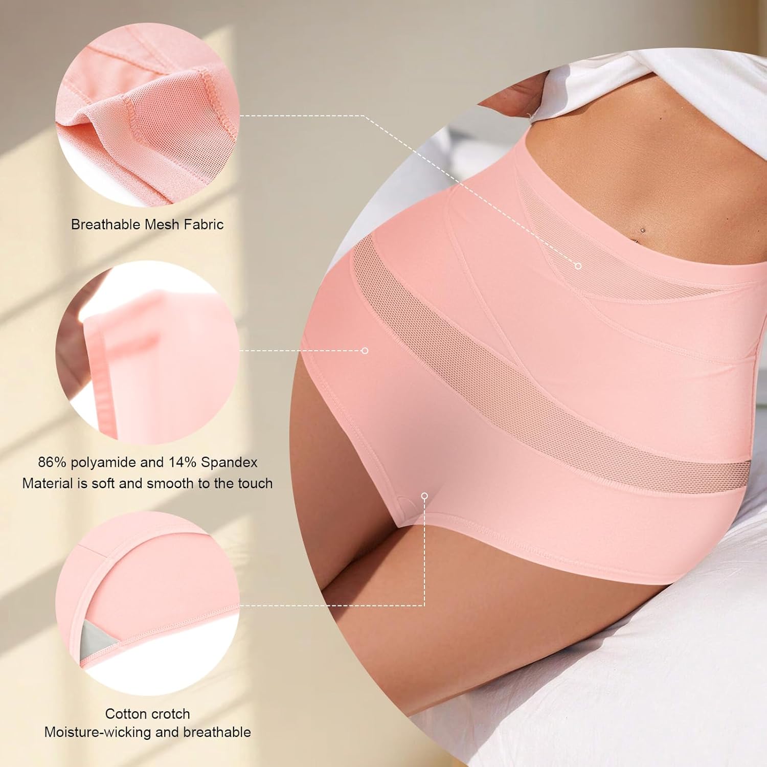 Women Tummy Control Underwear,High Waisted Shapewear Panties,Silky Soft Full Coverage Stretch Ladies Brief Multipack - Image 4