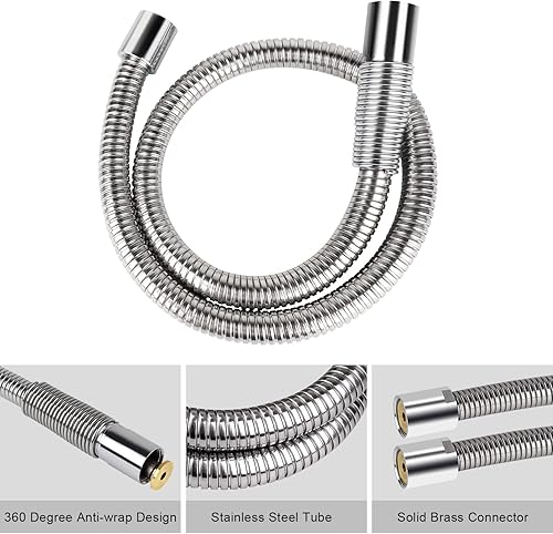 Miniatura 6 de TBER Manguera de preenjuague con válvula de pulverización, manguera de pulverización de platos de acero inoxidable flexible de 45 pulgadas con