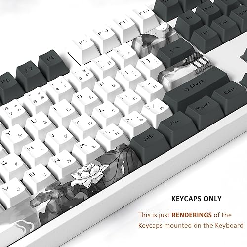 Miniatura 3 de MOLGRIA Ink Lotus Keycaps, 140 juegos de teclas personalizadas para teclado de juegos, PBT OEM Profile Dye Sublimation Keycaps ANSIISO con fuente