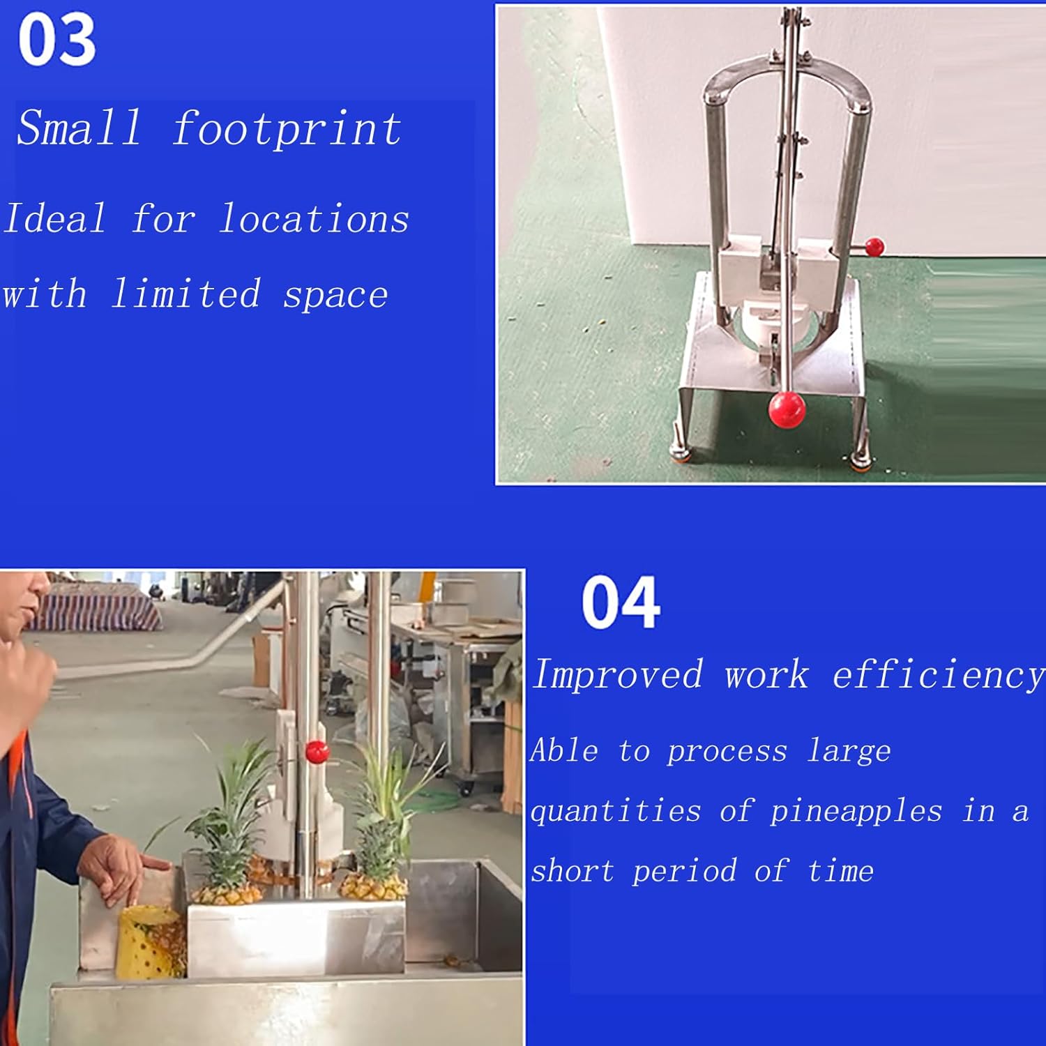 Stainless Steel Pineapple Corer & Peeler Machine, Hand-Operated, 60pcs/Hour Efficient Cutter, Quick Meat Removal, Ideal for Supermarkets & Food Stalls