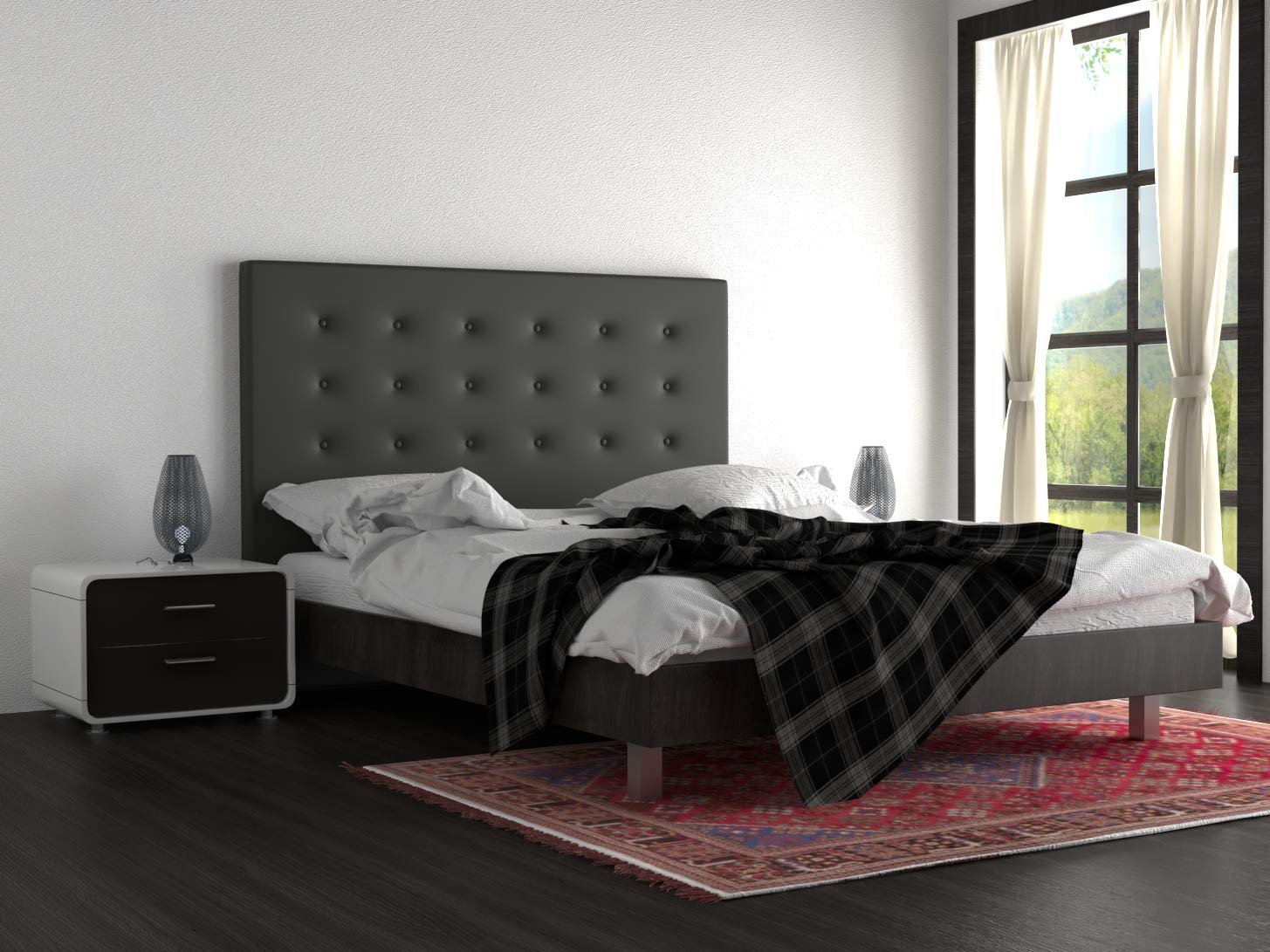 LA WEB DEL COLCHON Cabecero tapizado Miconos para Cama de 180 (190 x 120 cms) Gris Ceniza | Cama Juvenil | Cama Matrimonio | Cabezal Cama