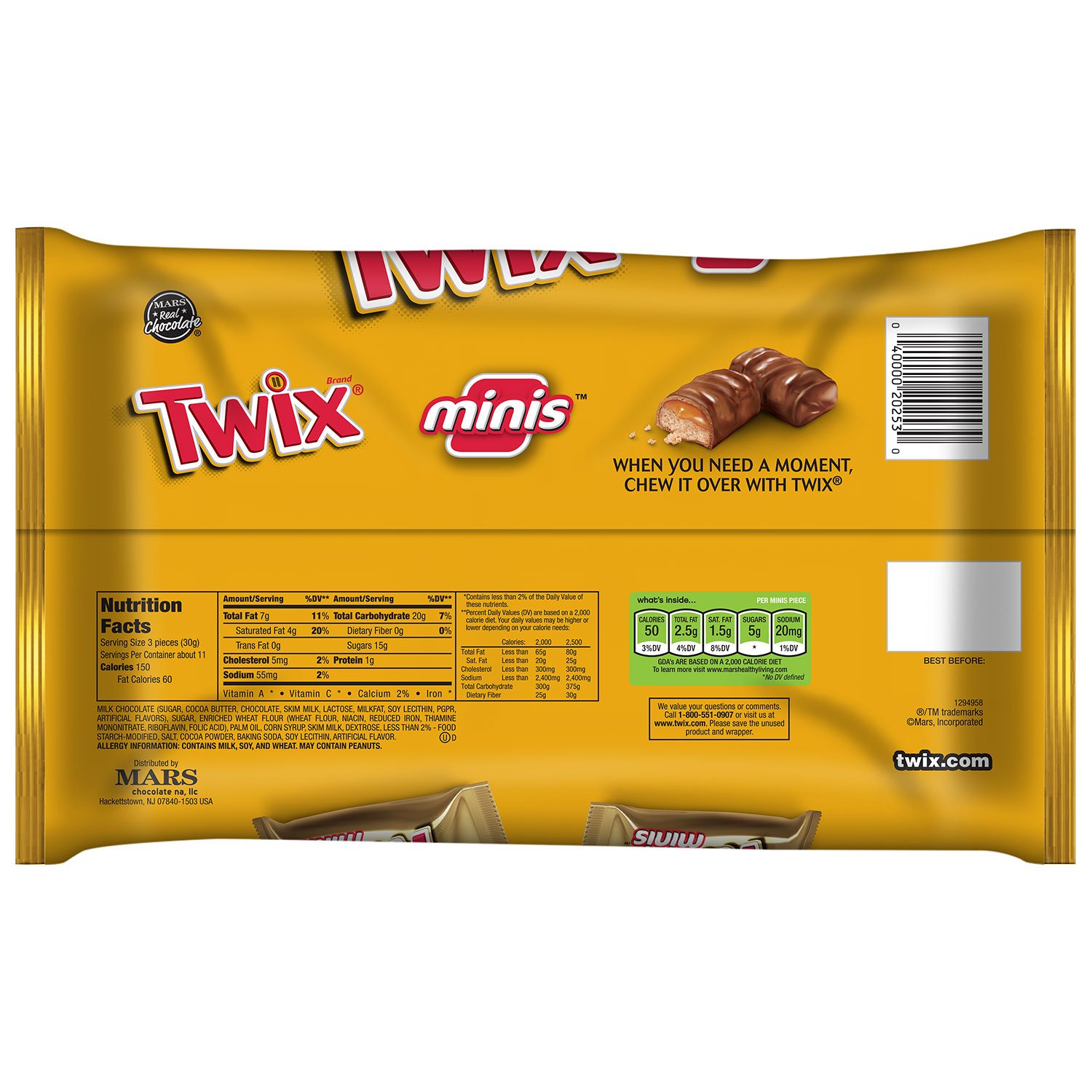 TWIX Caramel Minis Size Chocolate Cookie Bar Candy 11.5-Ounce Bag (Pack of 4)