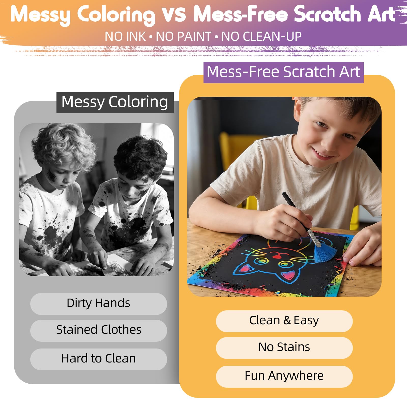Virmoek Juego de 60 piezas de papel de arte para rascar, manualidades mágicas para rascar, kits de suministros para niñas y niños de 3, 4, 5, 6, 7, 8, 9, 10 años, juegos de fiesta, Navidad, cumpleaños