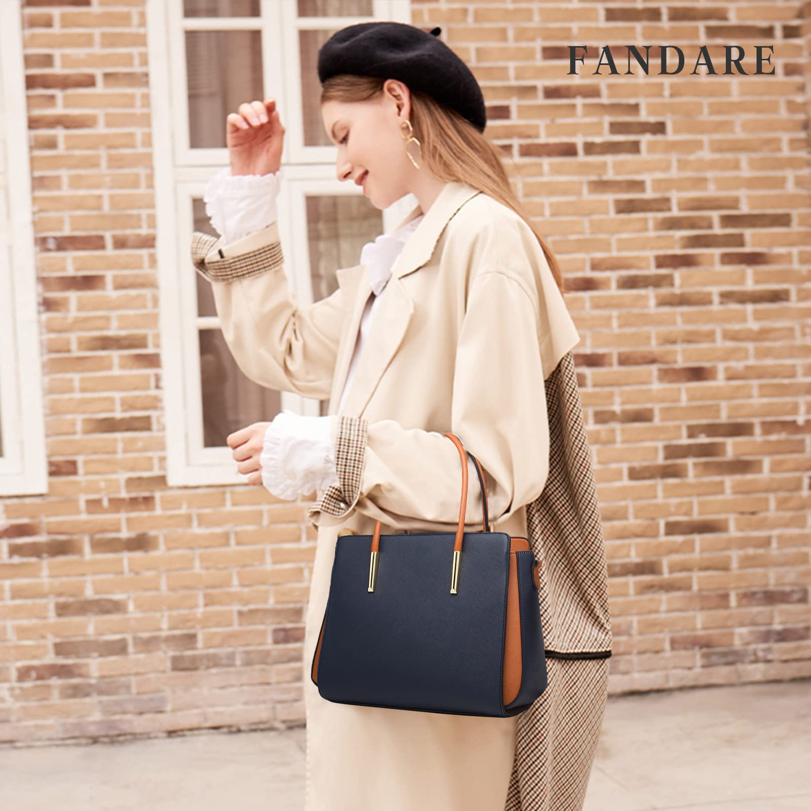 FANDARE Elégant Sac À Main Femme Sac À Épaule Sac À Bandoulière Ensemble 4 Pièces Bolso elegante Mujer (Pack de 4)