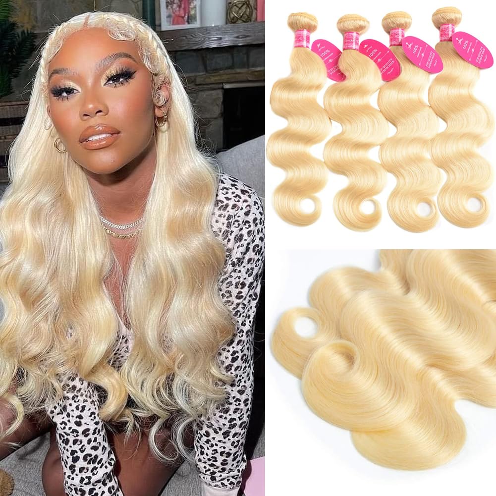 Yisea Brazilian 613 Body Wave 4 Bundles (22 24 26 28 ）12A 100% Unprocessed Virgin Hair 613 Body Wave Bundles Body Weave Raw Hair 613 Color Mixed