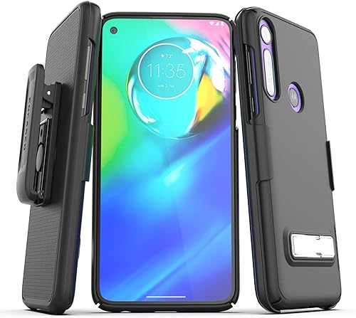 Miniatura 7 de Moto G Power 2020 - Funda para cinturón con función atril (Slimline) ultrafina con clip para Motorola G Power, color negro (Moto G Power)