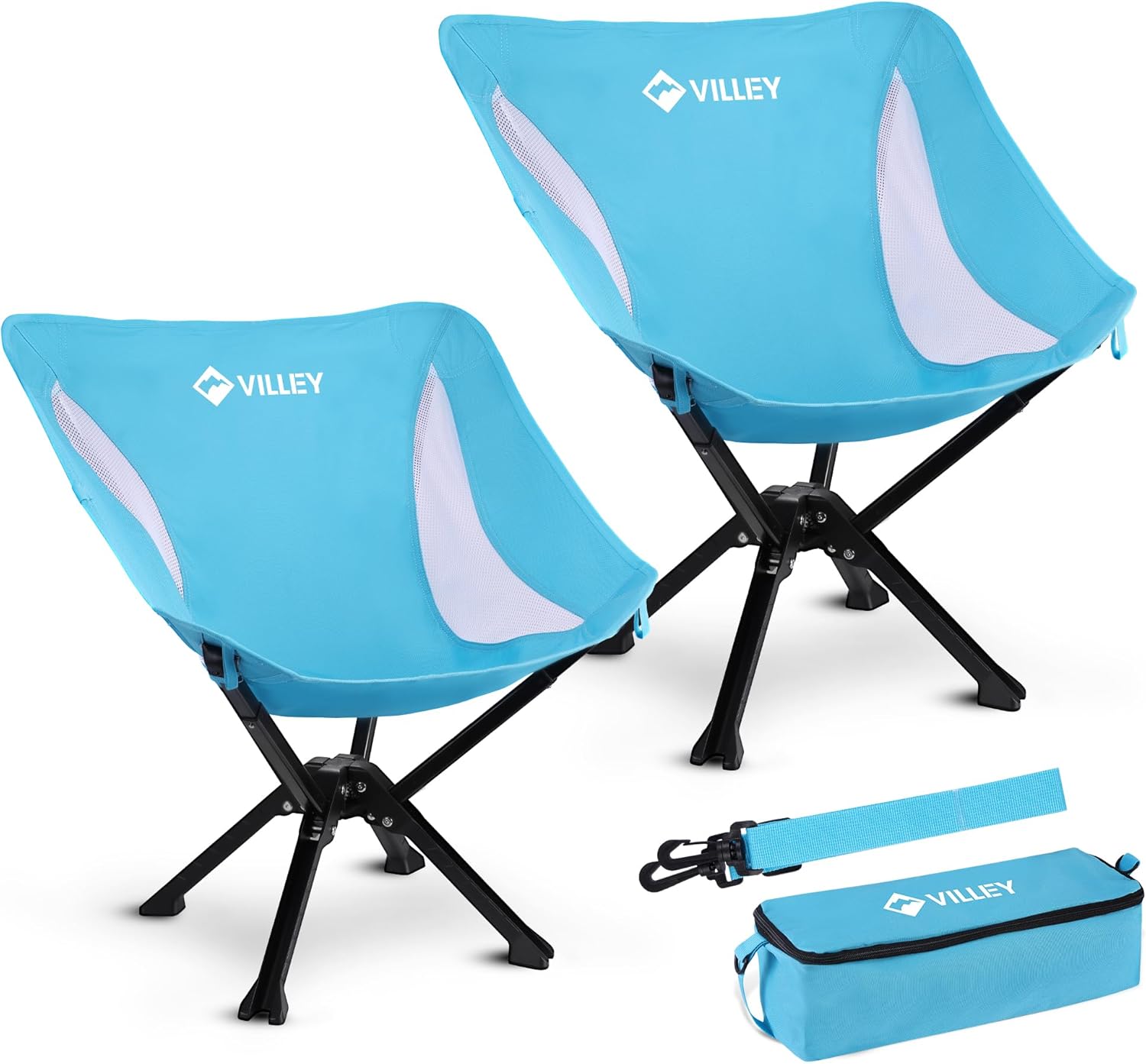 Villey Portable Folding Chair – 2-Pack, Blue