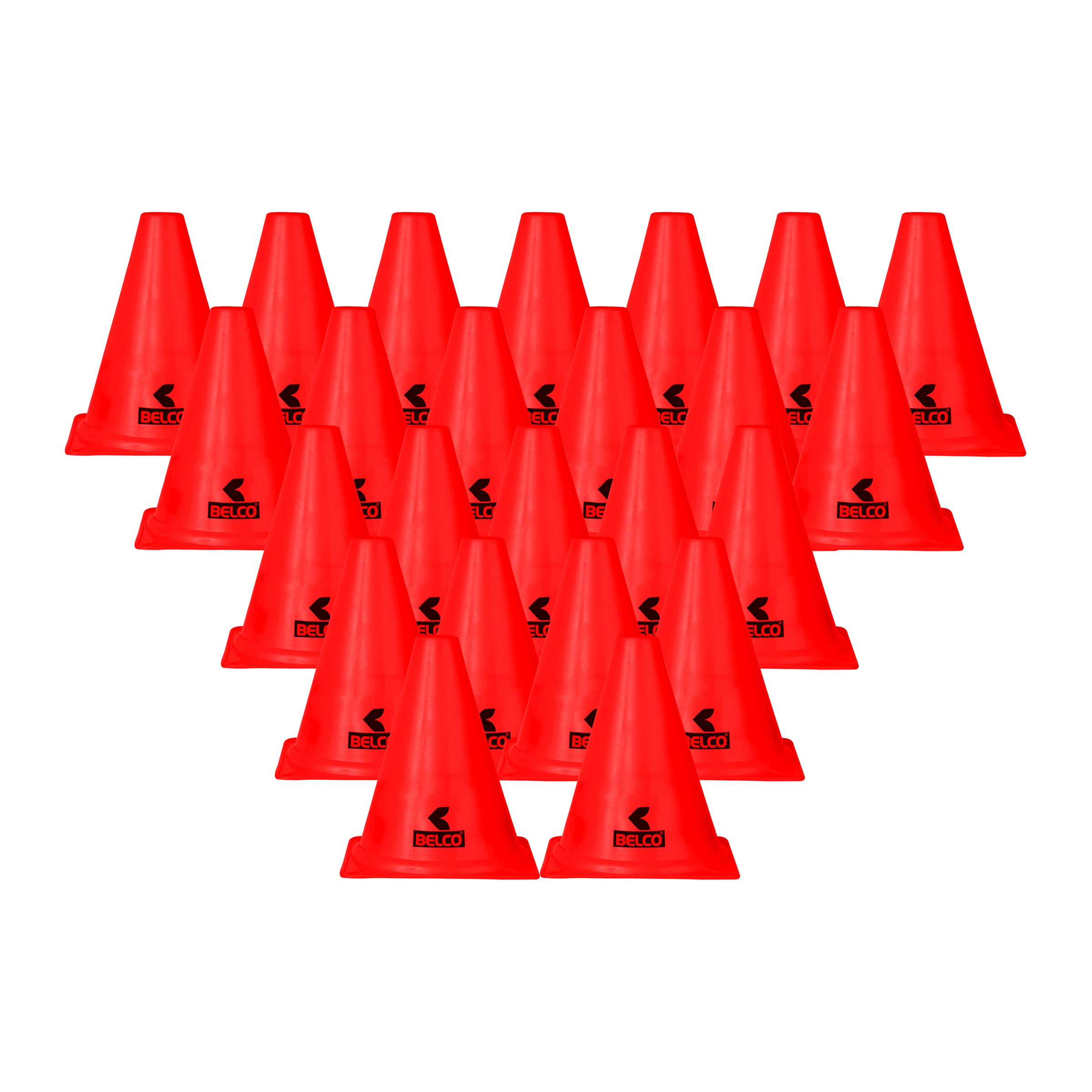 Belco Sports 6 Inch Cone Marker Set Red (RED, Pack of 24)