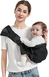 Toddler Sling Carrier, Easy to Wear Baby Carrier Sling 7-40 lbs, Adjustable Lightweight Baby Wrap Sling, Perfect Toddler Hip Carriers One Size Fits All, Black