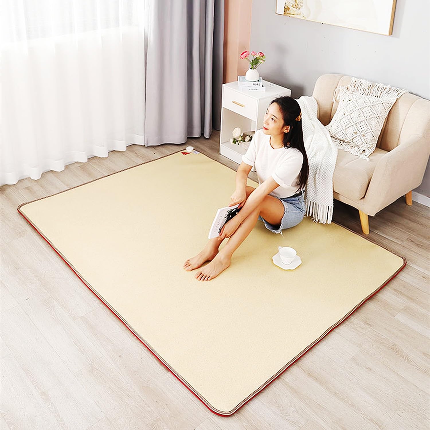 Heat Rugs Portable Heated Carpet Infrared Radiant Floor Heater, Electric Heated ...