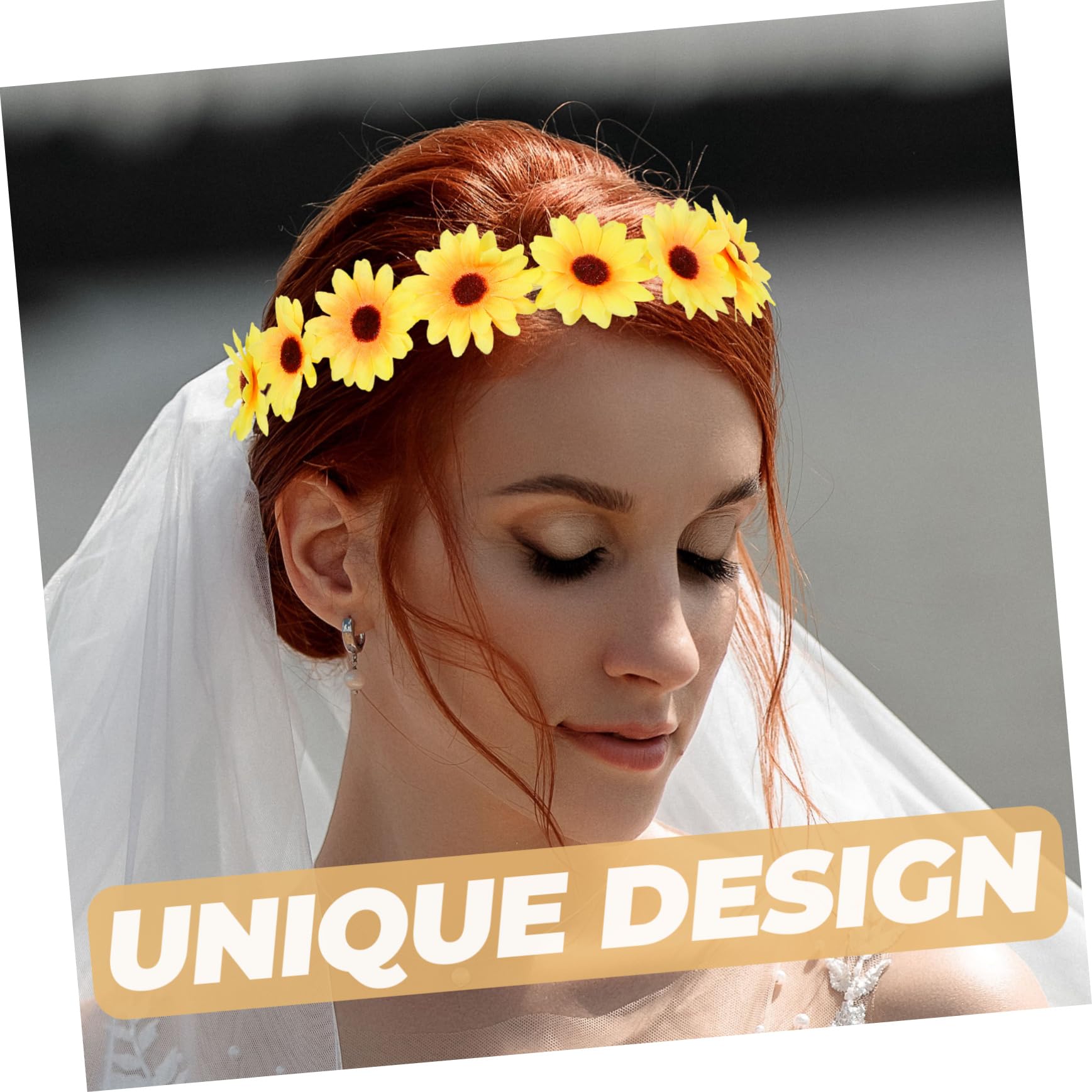 FRCOLOR Lot de 20 cordes à cheveux tournesols - Bandeau pour cheveux - Pour femme - Bandeau de cheveux - Pour femme - Pour la plage d'été - Pour les