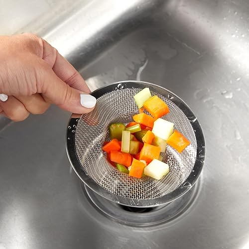 Miniatura 3 de Paquete de 4 coladores de malla para fregadero de cocina, tapones de pantalla de drenaje de acero inoxidable para baño, bañera (3 tamaños surtidos)