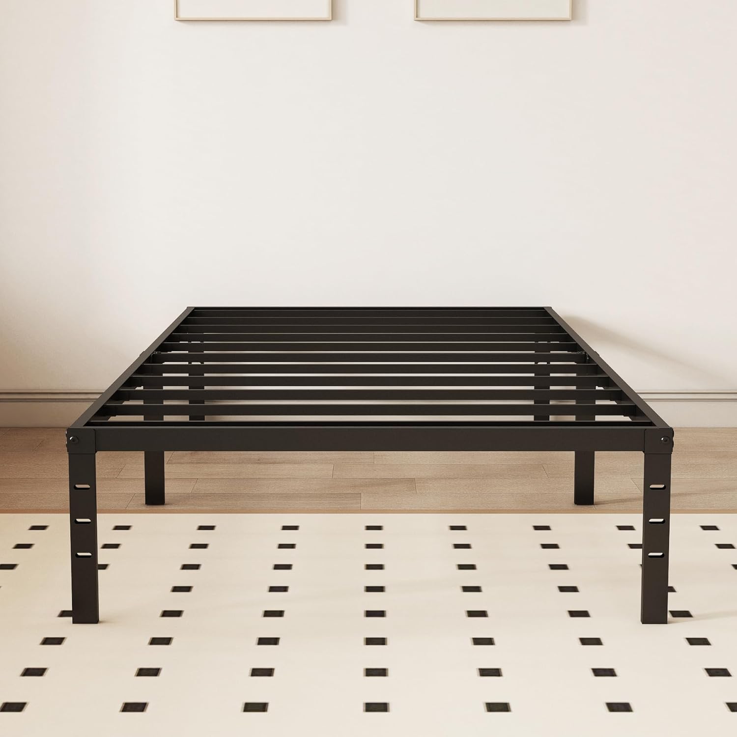 Twin XL 18 Inch Metal Platform Bed Frame,Heavy Duty,Metal,No Box Spring Needed,Underbed Storage,Easy Assembly,Noise Free,Minimalism,Non-Slip,Bedroom,Kids,Boys,Girls,Black