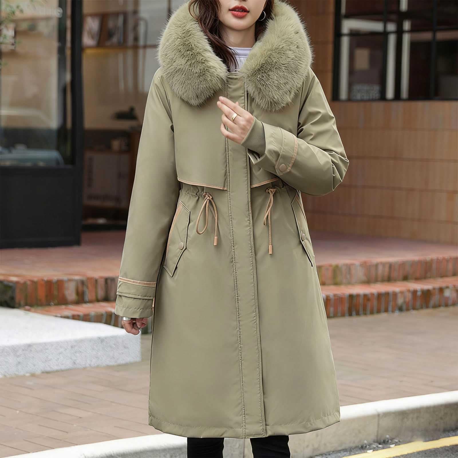 Abrigo Largo Mujer Invierno Plumas Chaqueta Acolchada a Prueba de Viento con Bolsillos Talla Grande Cálido Chaqueta Algodón de Invierno con Capucha Gruesa Elegantes Parkas Moda Caliente Cortavientos