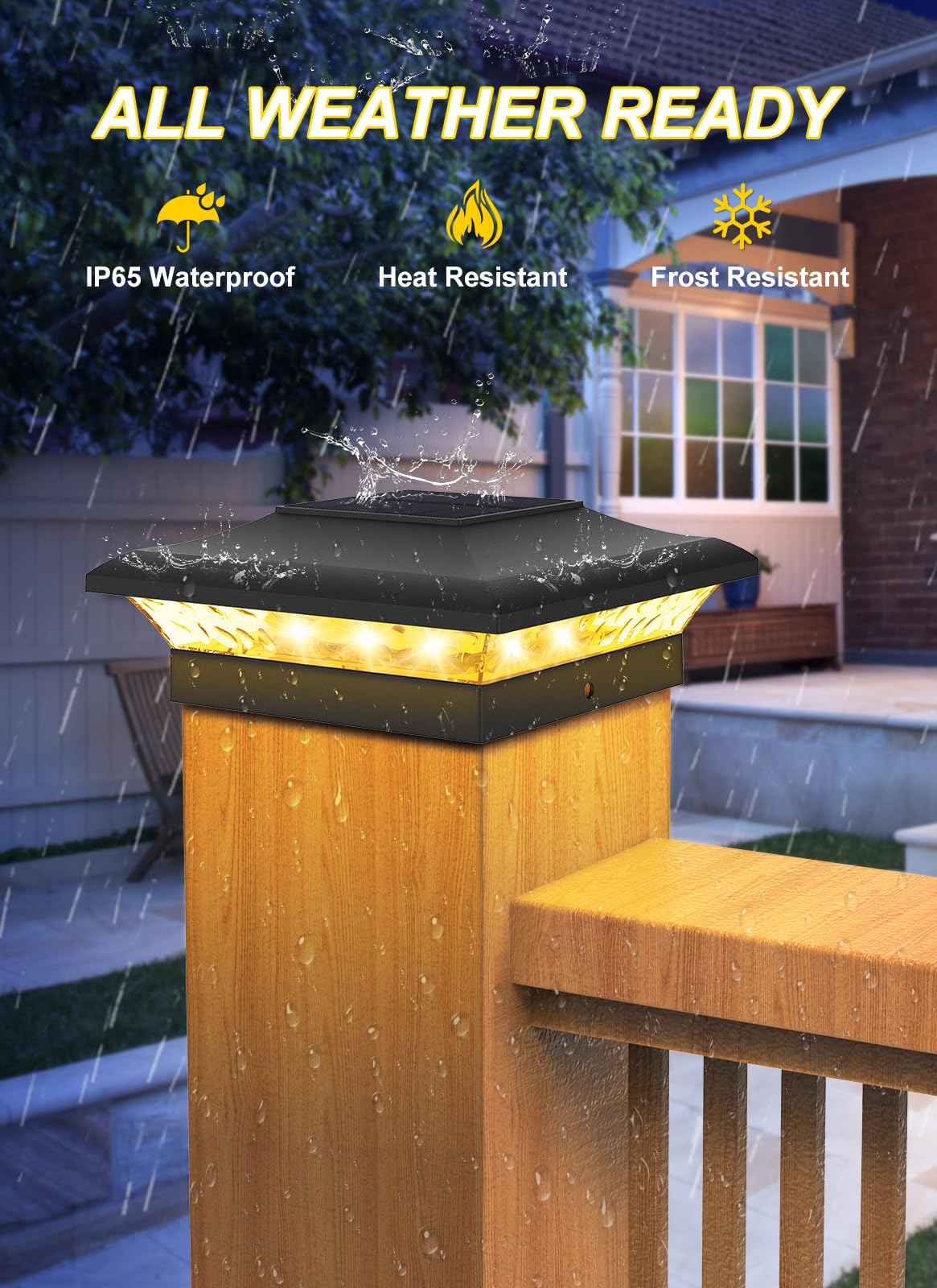 NATPOW Lampade solari per recinzioni, per esterni, giardino, 2 modalità, luce bianca calda e fredda, impermeabile, per pali in vinile/legno 4 × 4, terrazza, veranda, patio (6 confezioni)